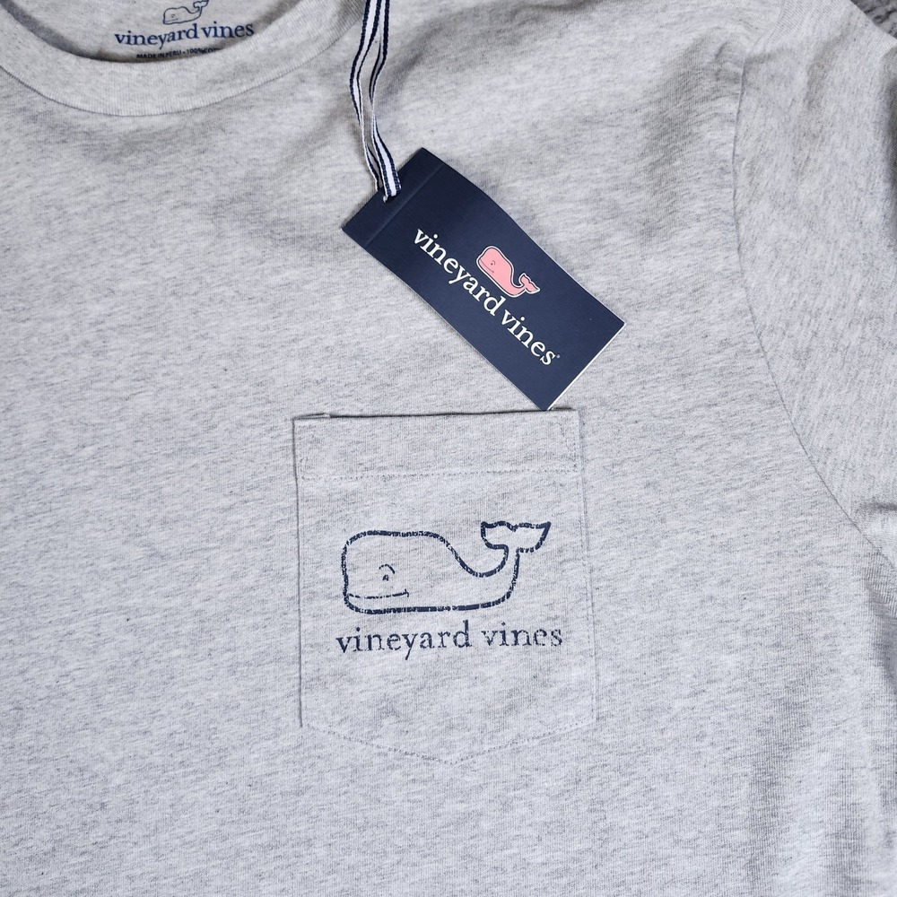 Vineyard Vines Men's LS Vintage Whale Pocket Shirt Large Heather Gray New NWT - Picture 2 of 9